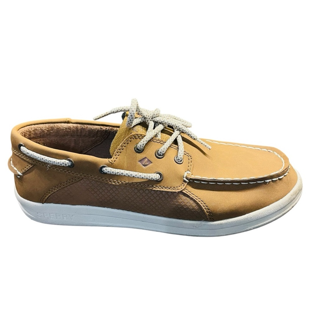 Sperry Boys Size 6W Dark Tan Gamefish Boat Shoes with Laces